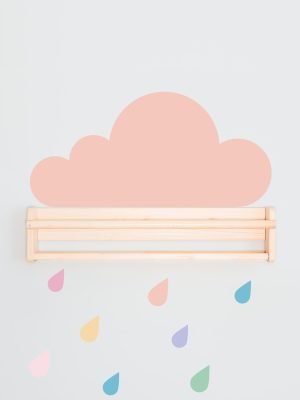Moln med färgglada regndroppar - IKEA Flisat väggförvaring