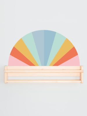 Klistermärke till Flisat väggförvaring med regnbågssolfjäder